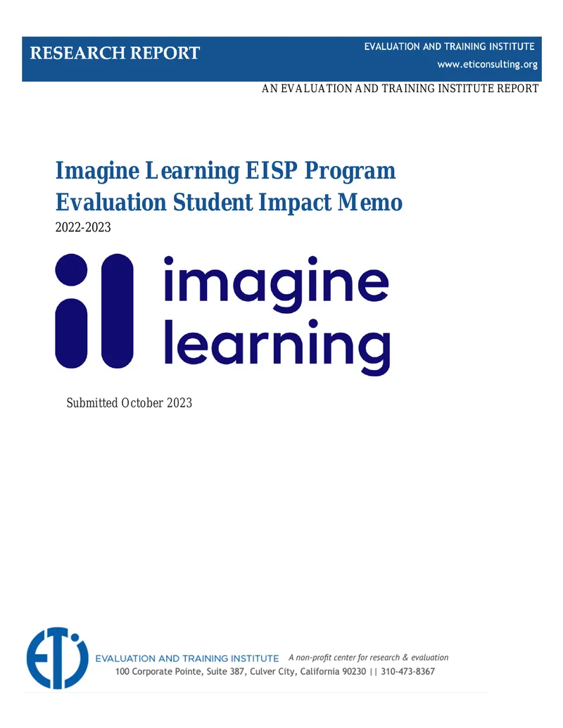 Imagine Learning EISP Program Evaluation Memo
