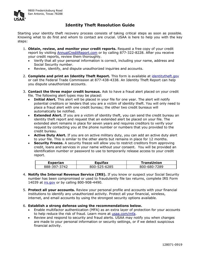 Identity Theft Resolution Guide