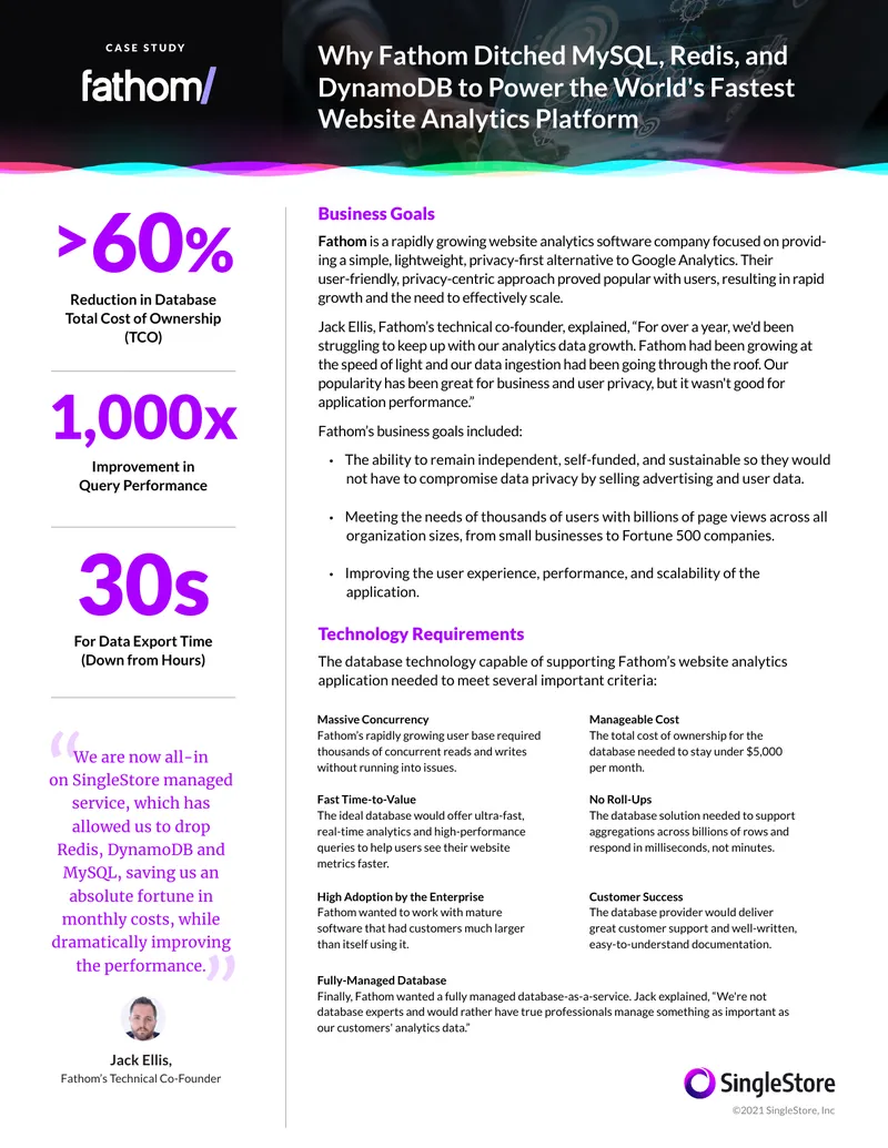 Fathom Case Study on Database Migration to SingleStore