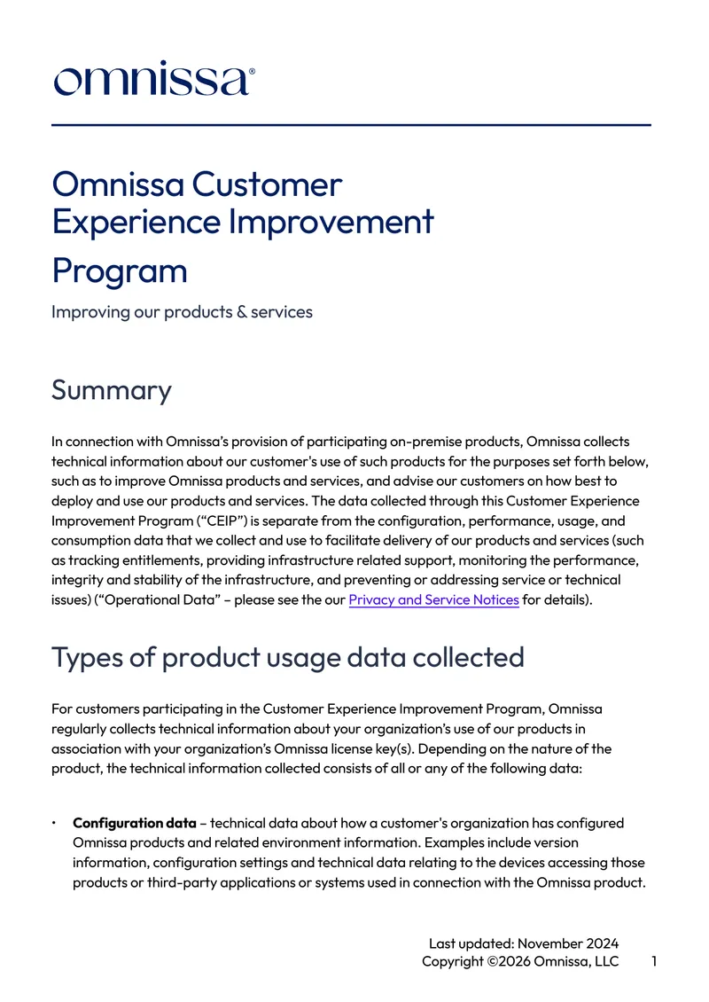 Omnissa Customer Experience Improvement Program