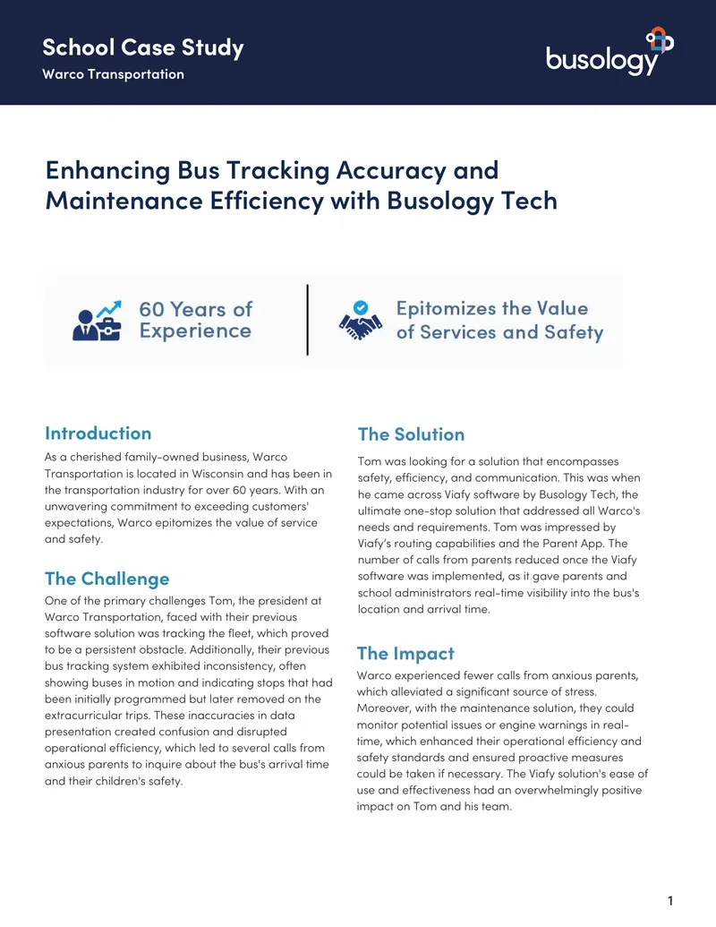 Warco Transportation Bus Tracking Case Study