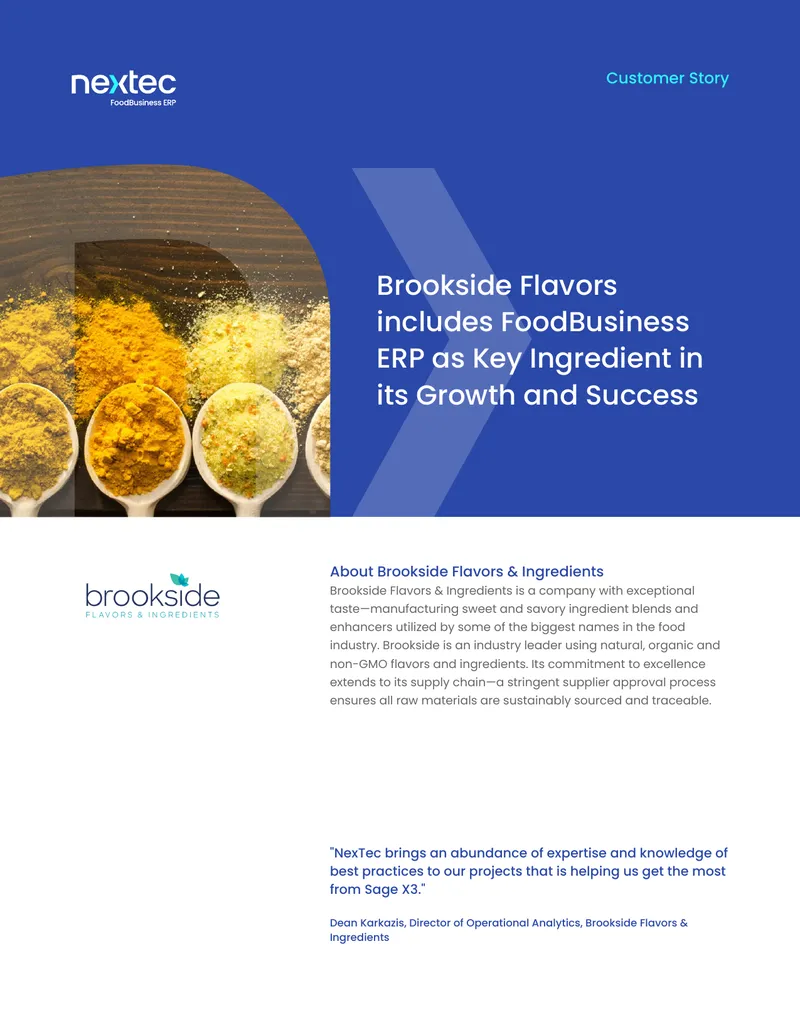 Brookside Flavors Implements Sage X3 ERP Solution
