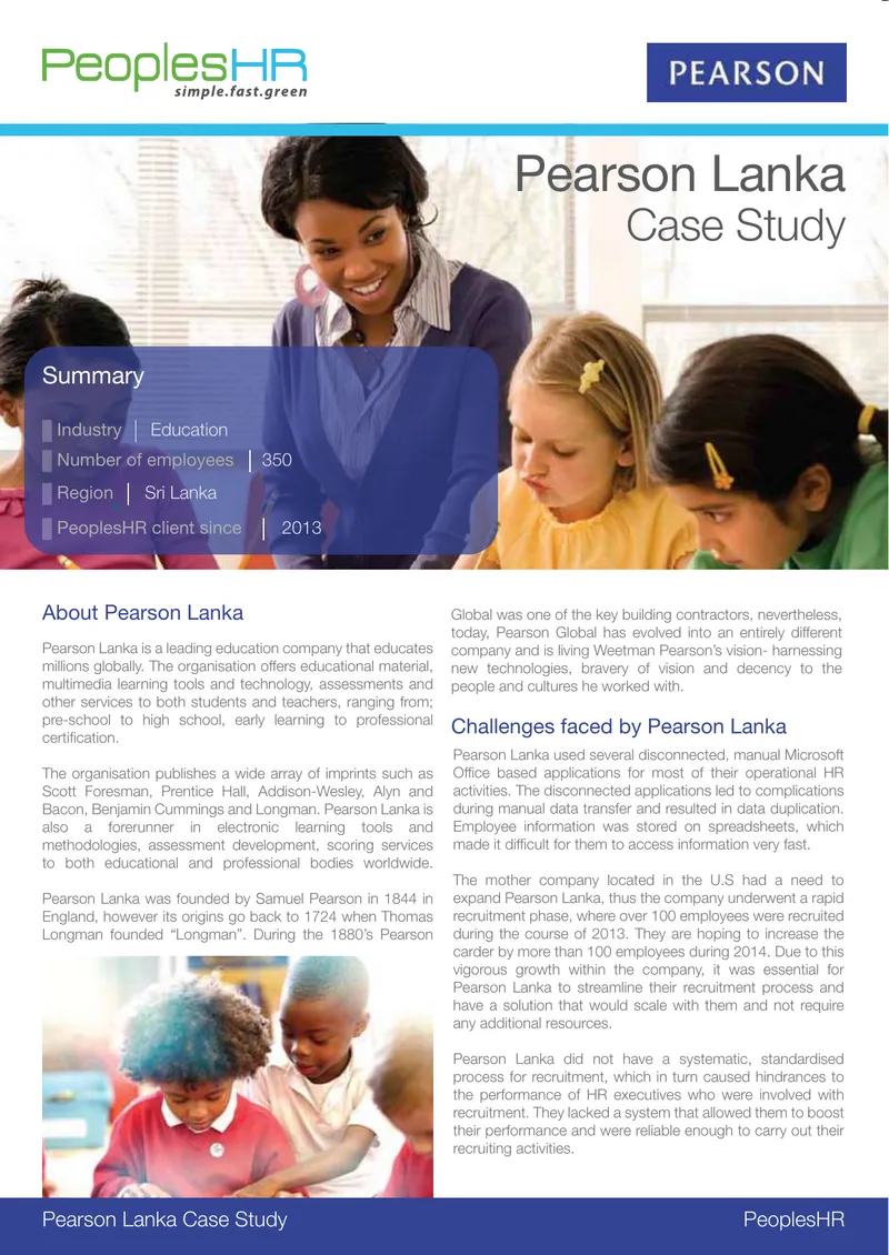 Pearson Lanka HR Transformation Case Study