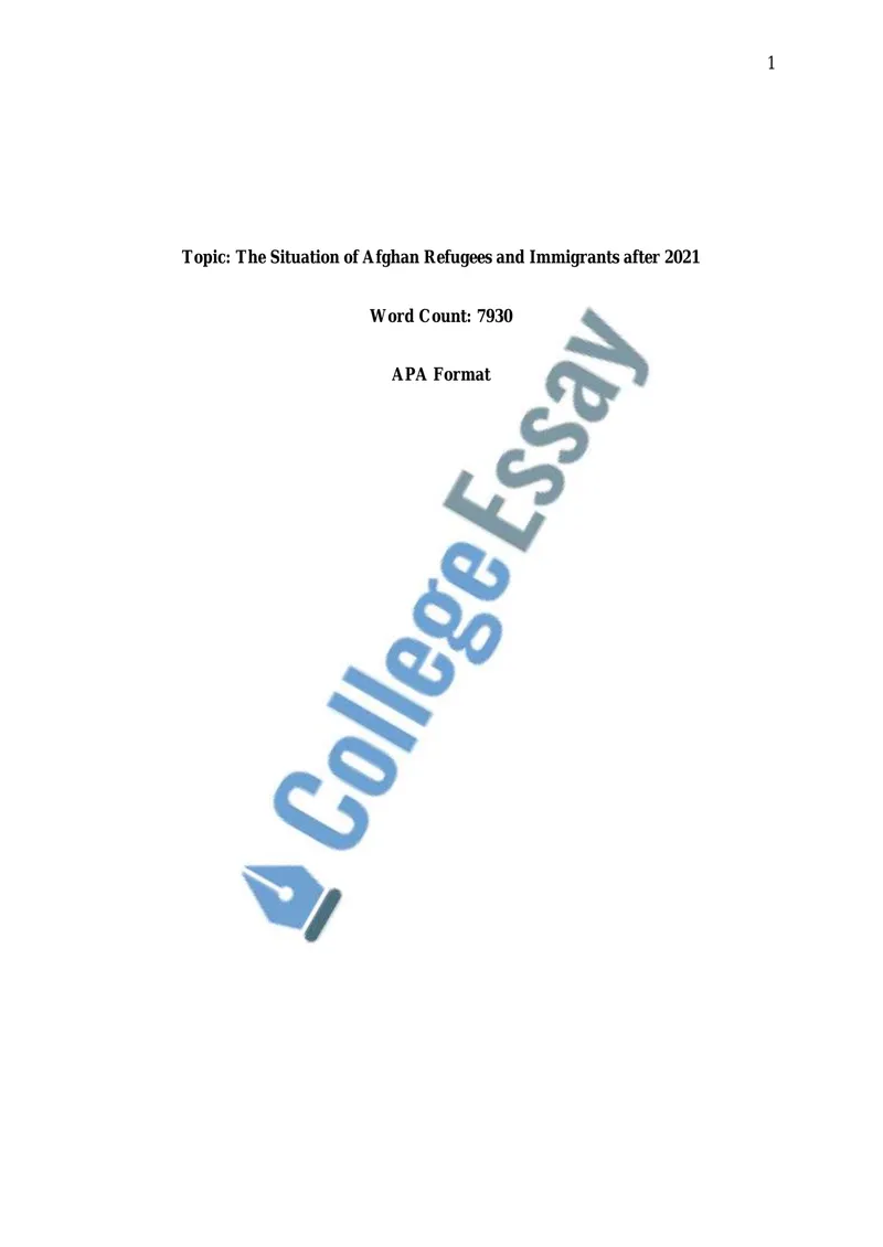 Afghan Refugees and Immigrants Situation Post-2021