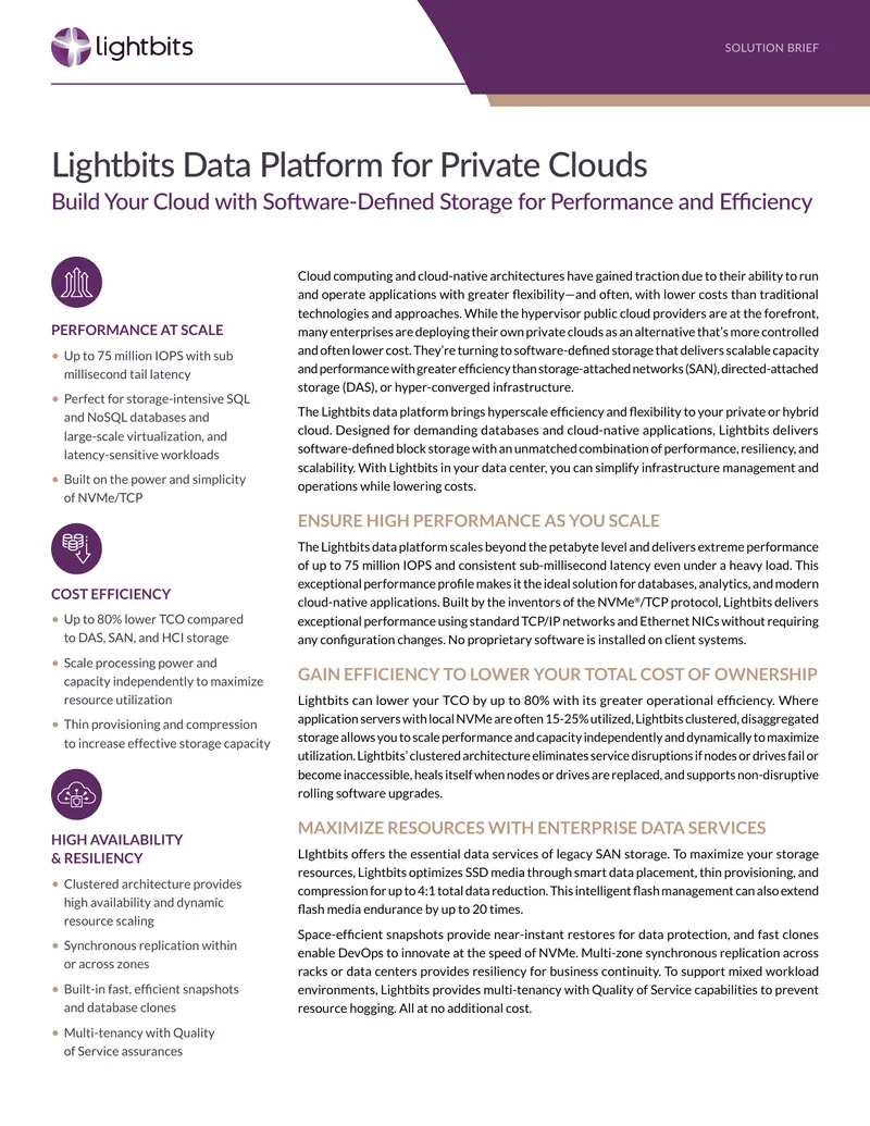 Lightbits Data Platform for Private Clouds