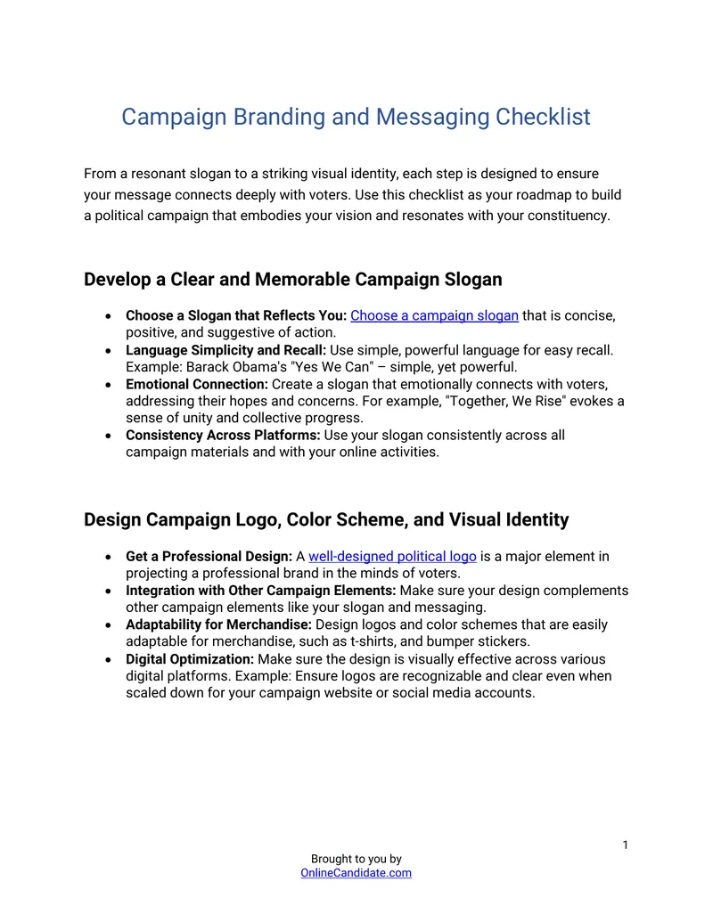 Campaign Branding and Messaging Checklist