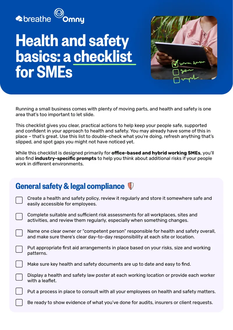 Health and Safety Basics Checklist for SMEs