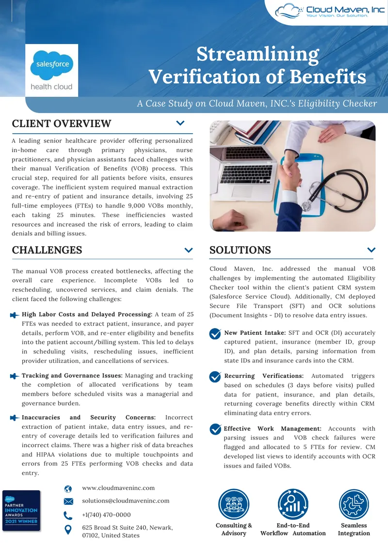 Streamlining Verification of Benefits Case Study