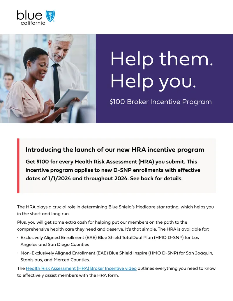 Broker Incentive Program for Health Risk Assessments