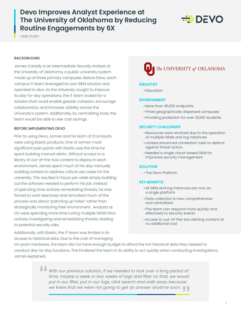 Devo Implementation Case Study at University of Oklahoma