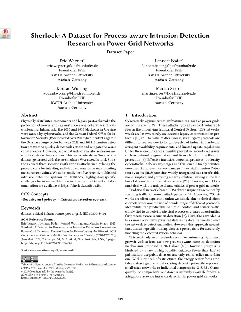 Sherlock Dataset for Process-aware Intrusion Detection