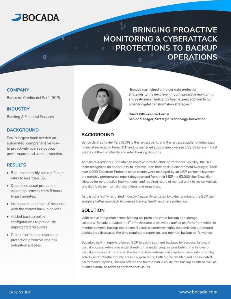 Banco de Crédito del Perú Backup Operations Case Study
