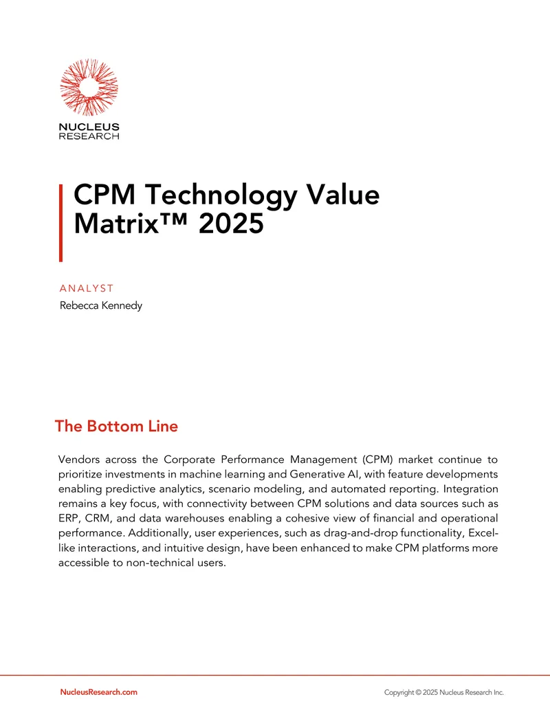 CPM Technology Value Matrix 2025 Analysis