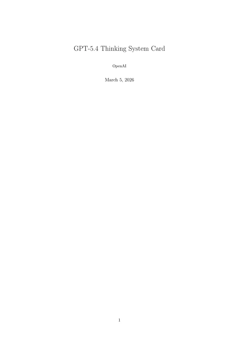 GPT-5.4 Thinking System Safety Evaluations