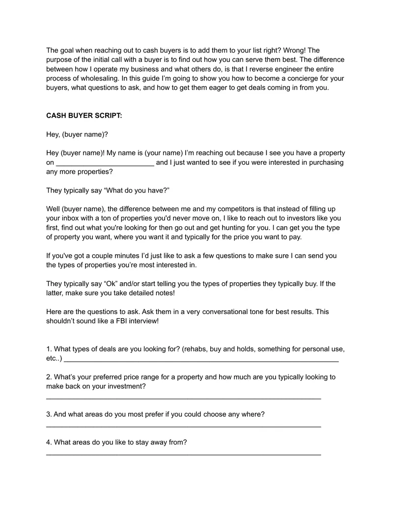 Cash Buyer Outreach and Engagement Guide