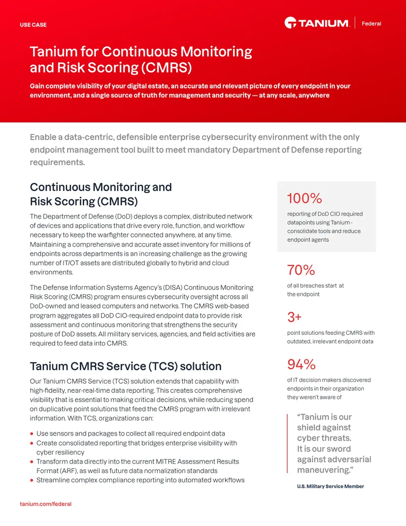 Continuous Monitoring and Risk Scoring Program Overview