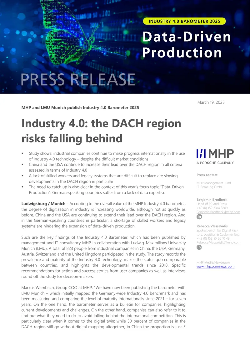 Industry 4.0 Barometer 2025 Results for DACH Region