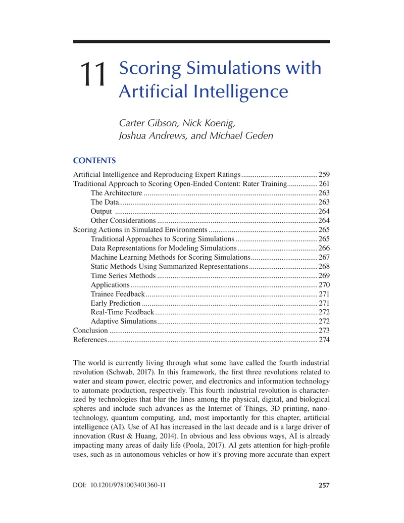 Scoring Simulations with Artificial Intelligence