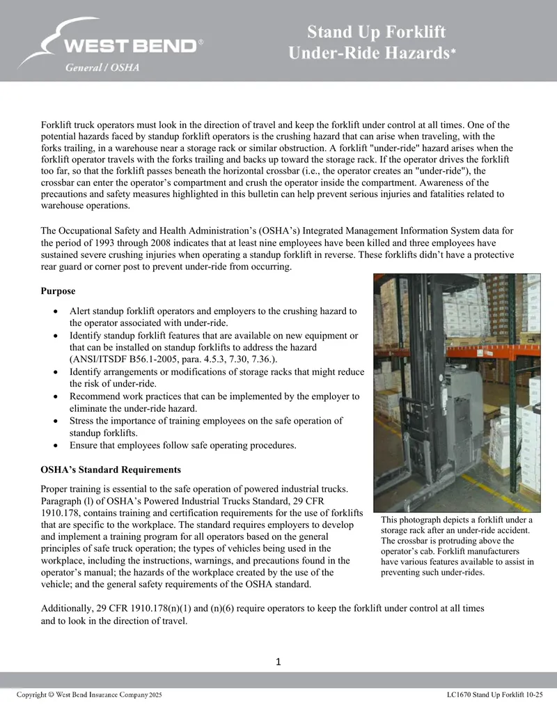 Stand Up Forklift Under-Ride Hazard Safety Guide