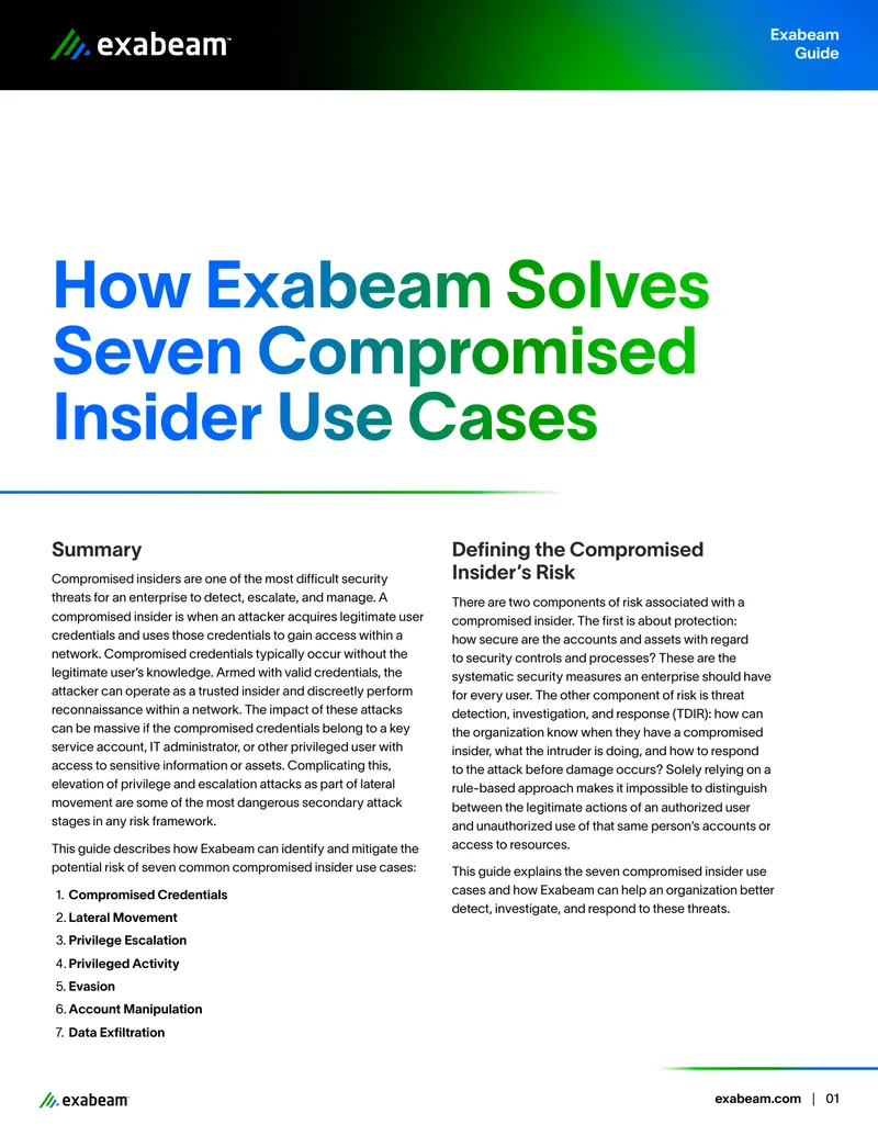How Exabeam Addresses Compromised Insider Threats