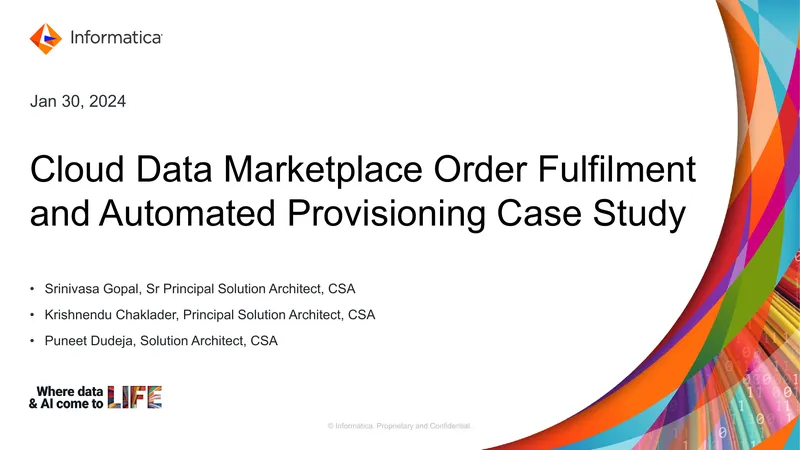 Cloud Data Marketplace Order Fulfilment Case Study