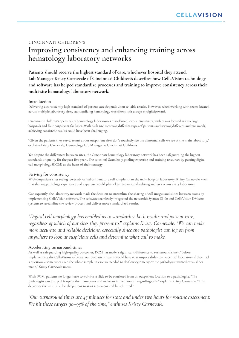 Standardizing Hematology Laboratory Processes
