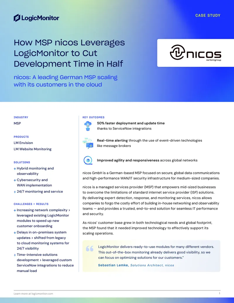 MSP nicos Case Study on LogicMonitor Implementation