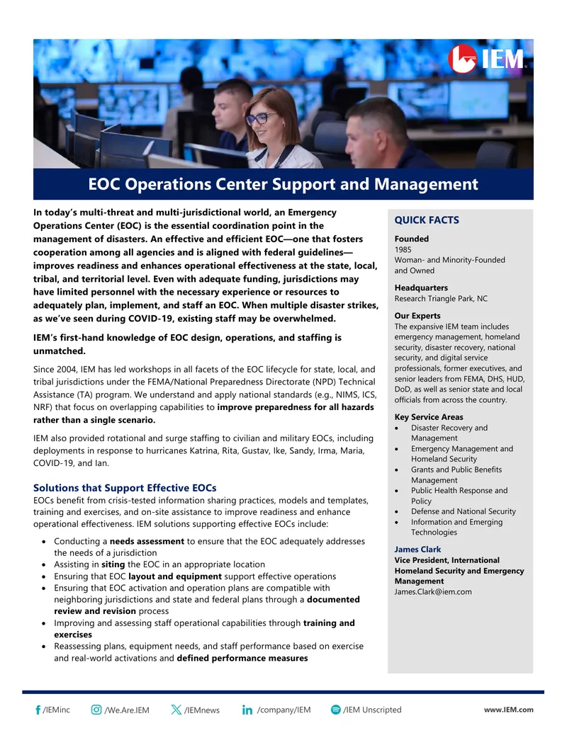 Emergency Operations Center Management and Support