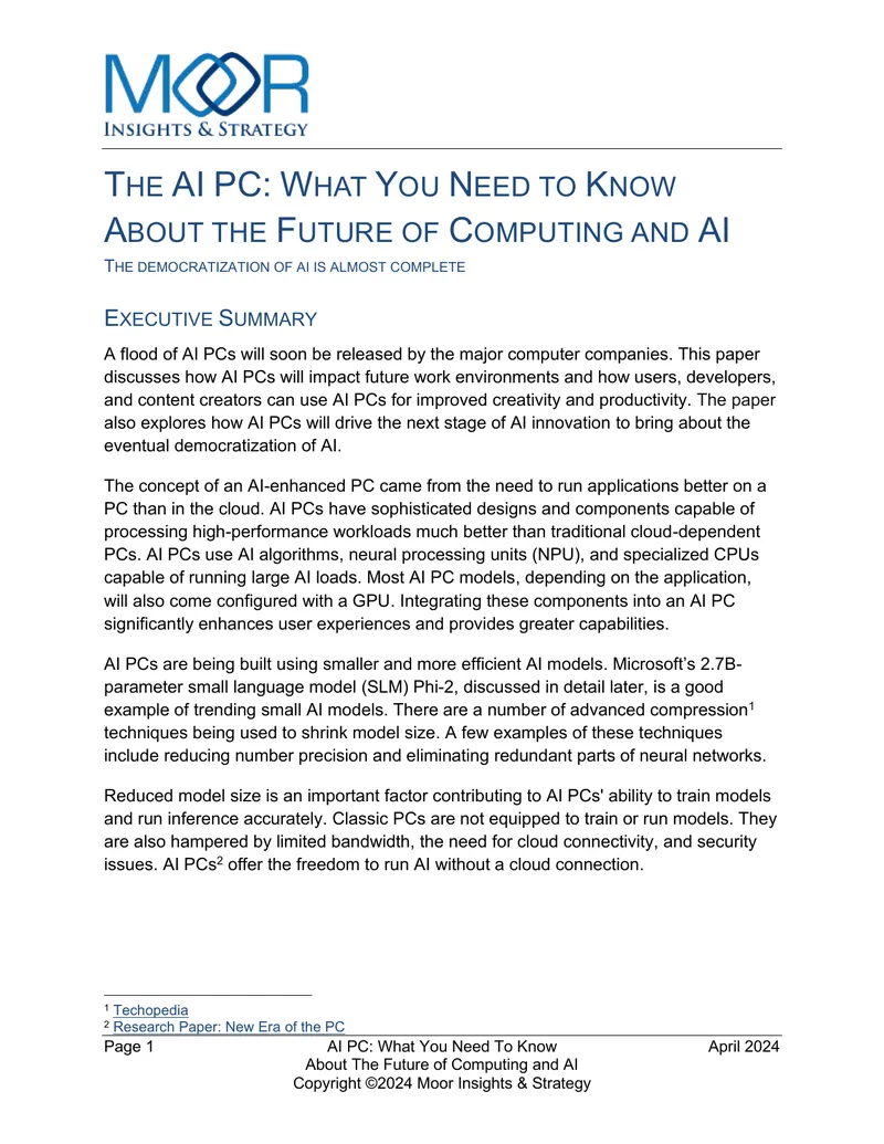 AI PC Impact on Future Computing and Work Environments