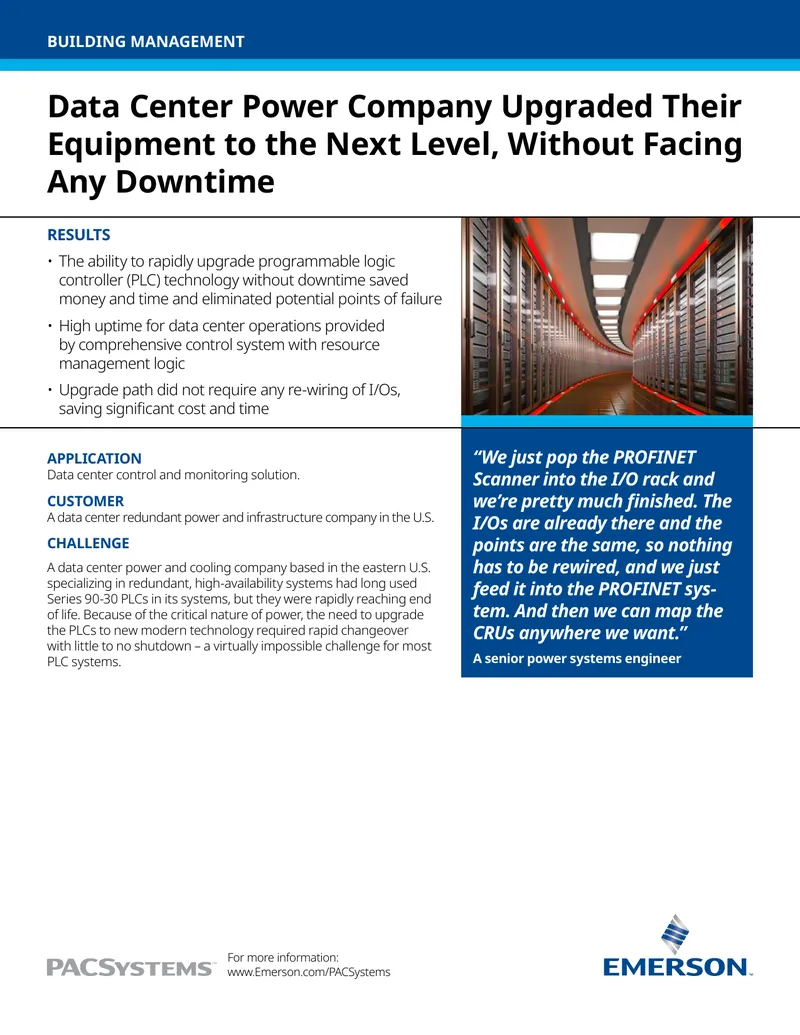 Data Center Control System Upgrade Overview