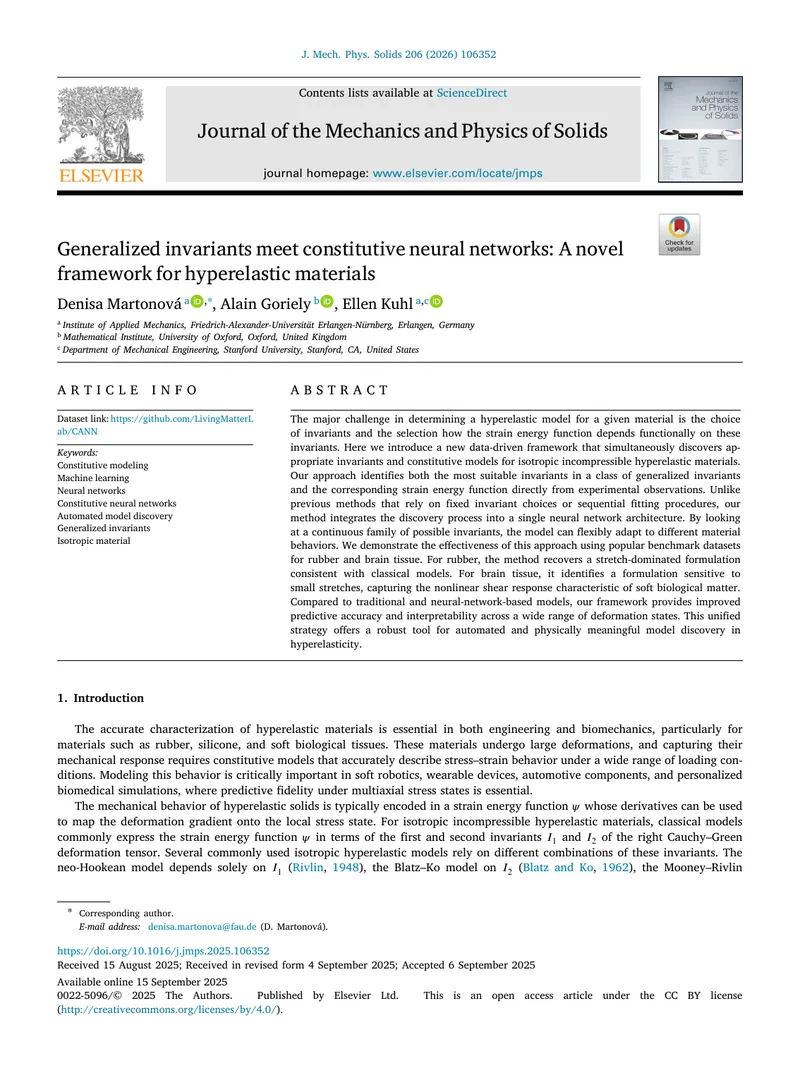 Framework for Hyperelastic Materials Using Neural Networks
