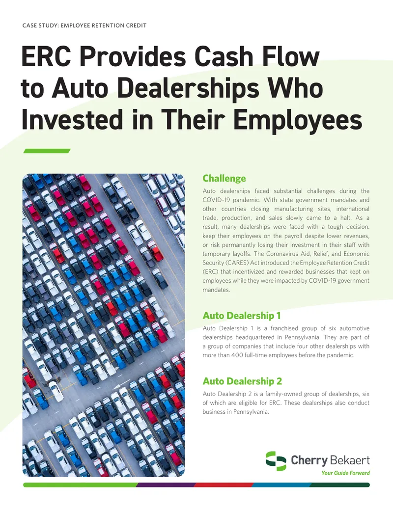 Employee Retention Credit Case Study for Auto Dealerships