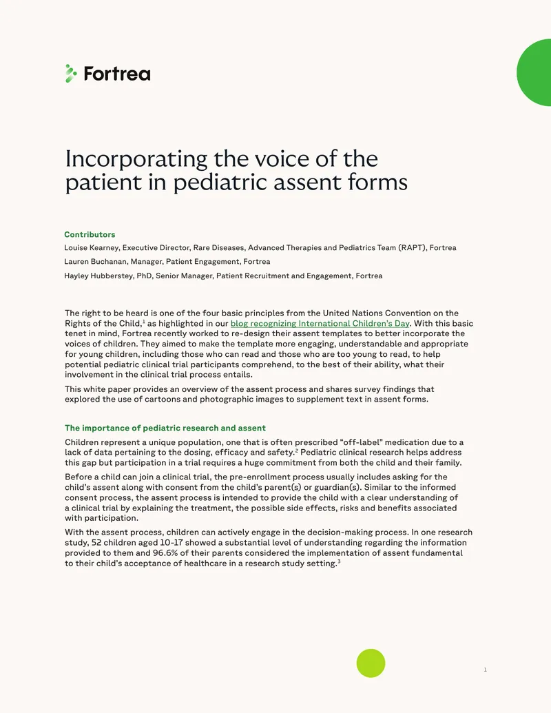 Incorporating Patient Voices in Pediatric Assent Forms