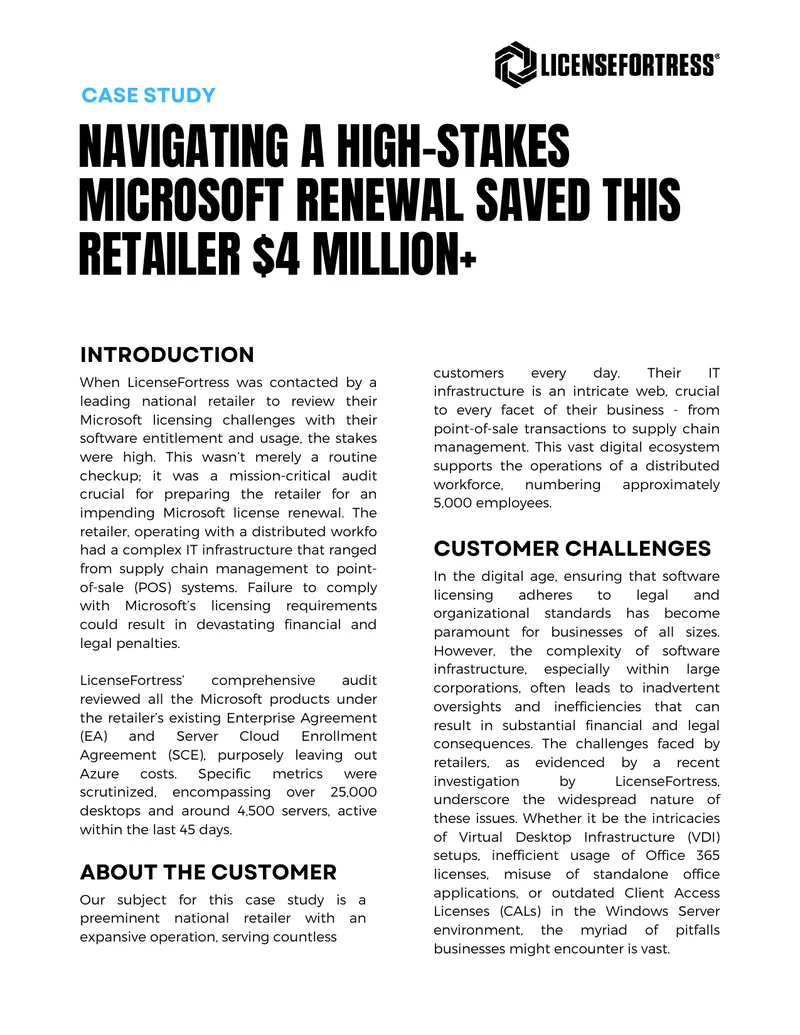Microsoft Licensing Compliance Case Study
