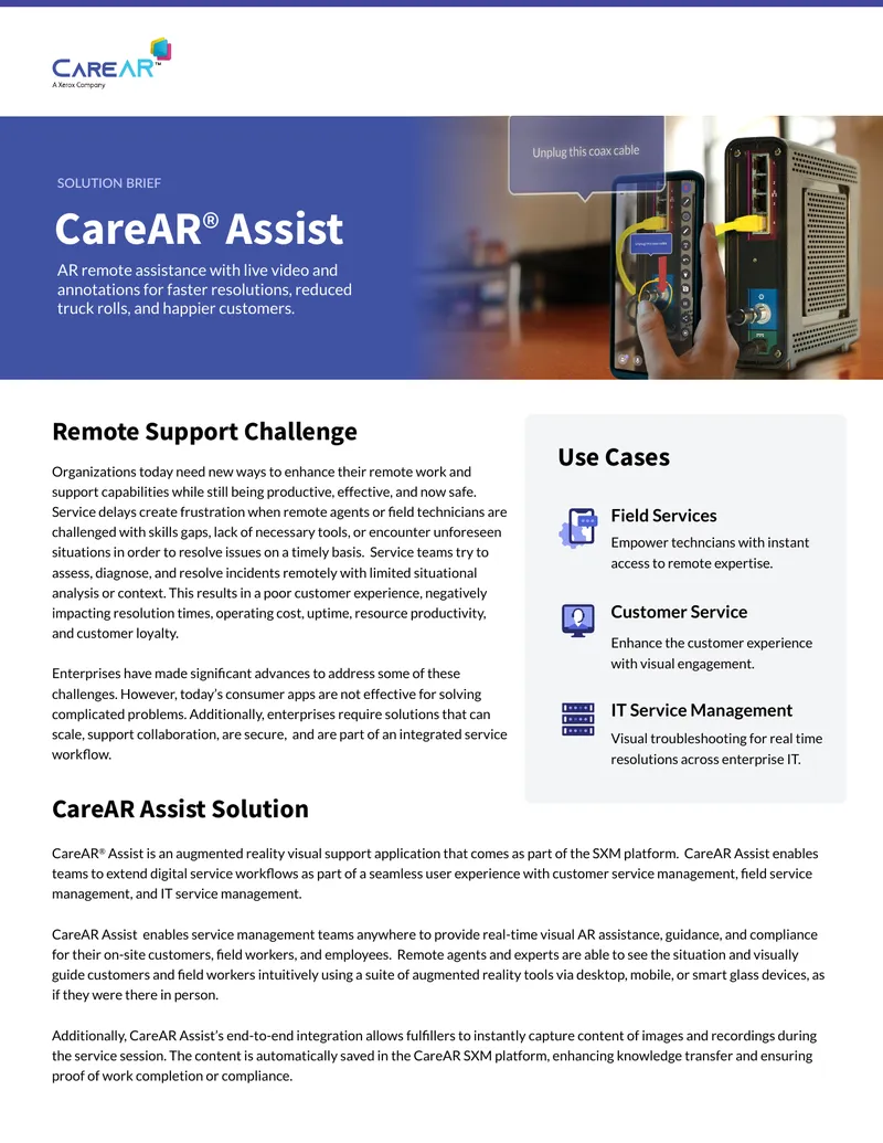 CareAR Assist Augmented Reality Support Solution