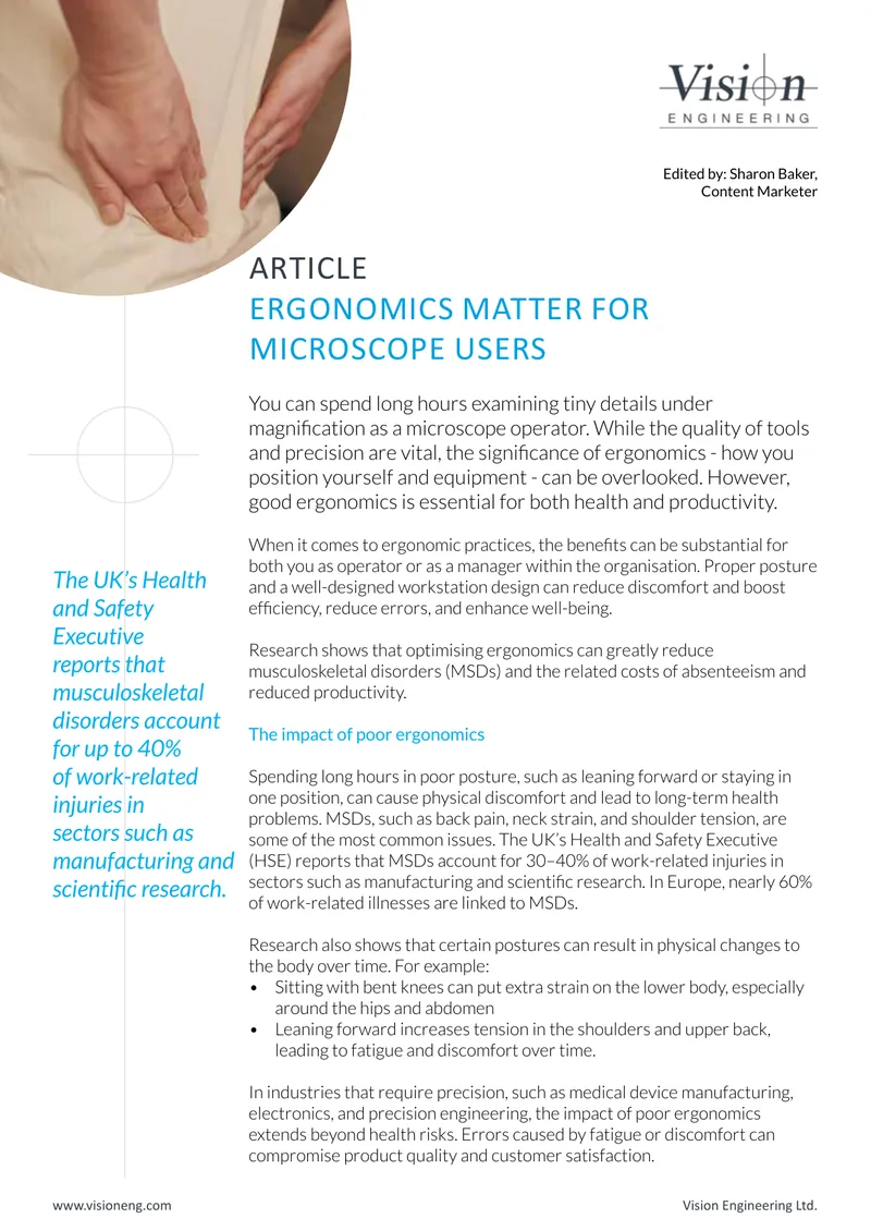 Ergonomics Considerations for Microscope Operators