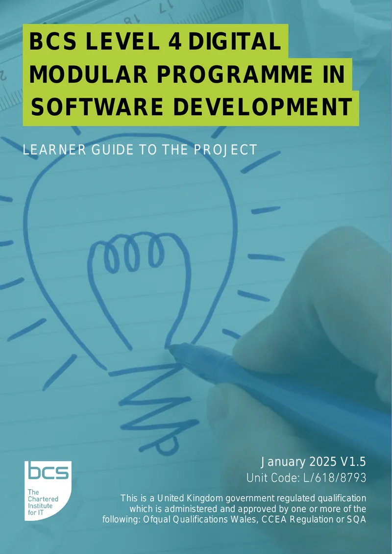 BCS Level 4 Diploma Software Development Project Guidance
