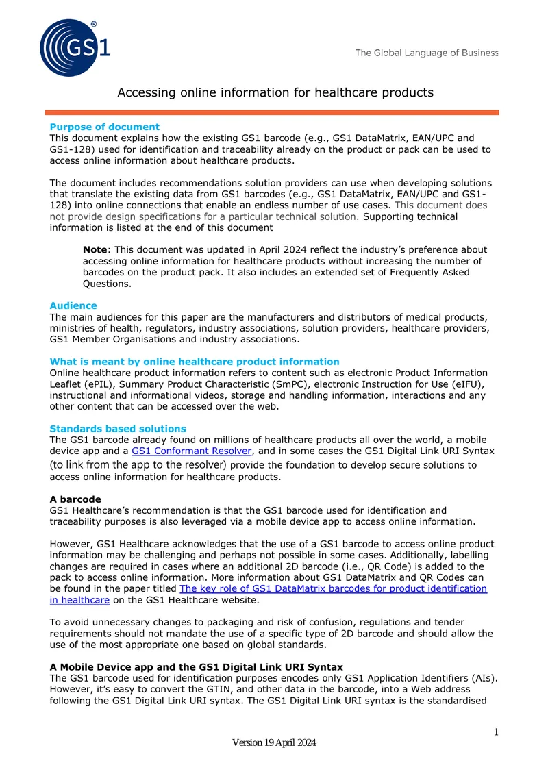 Accessing Online Information for Healthcare Products