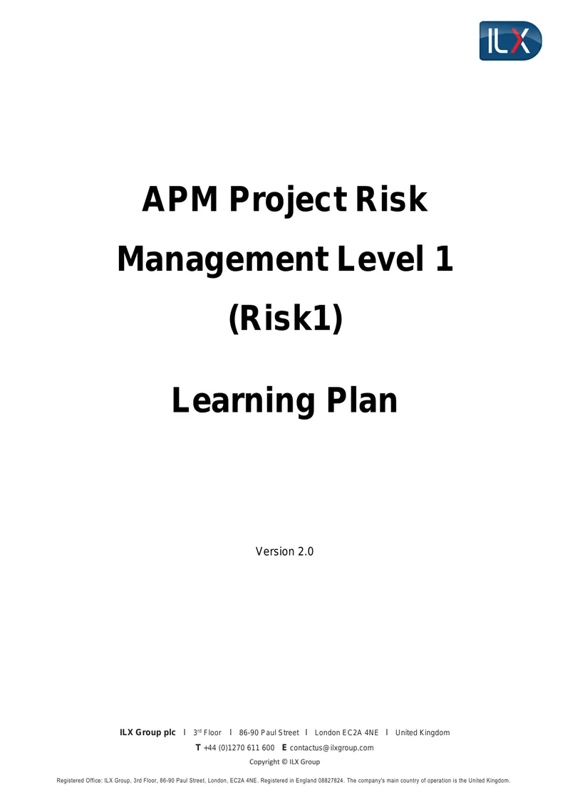 APM Project Risk Management Level 1 Learning Plan