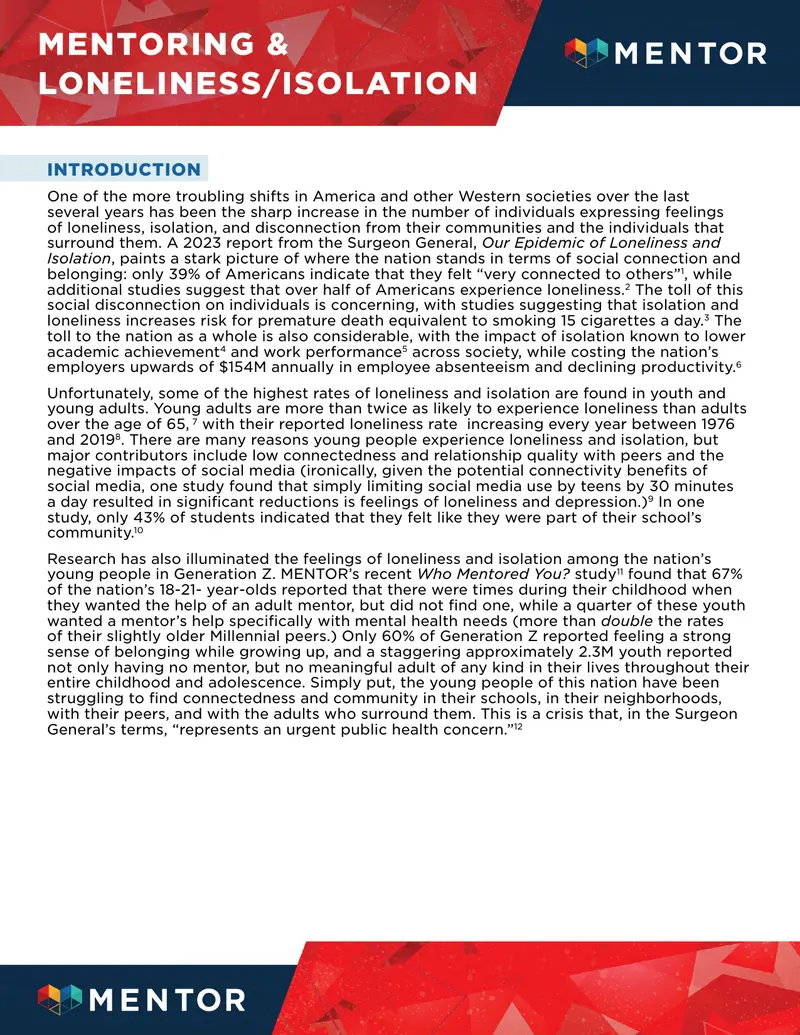 Using Mentoring to Combat Youth Loneliness and Isolation preview page 1