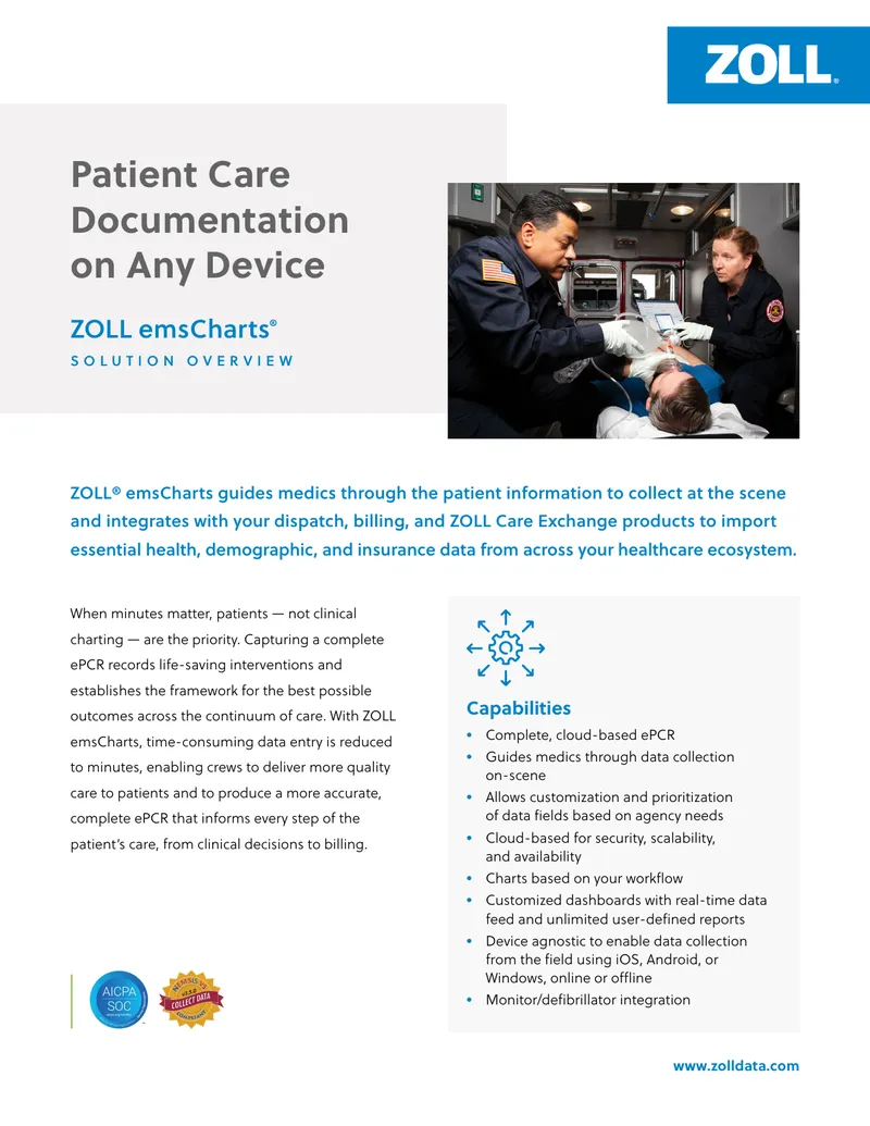 ZOLL emsCharts Cloud-Based ePCR Solution Overview