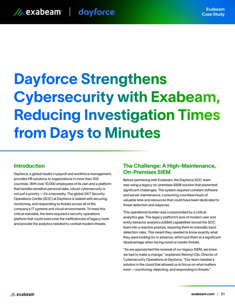 Dayforce Enhances Cybersecurity with Exabeam