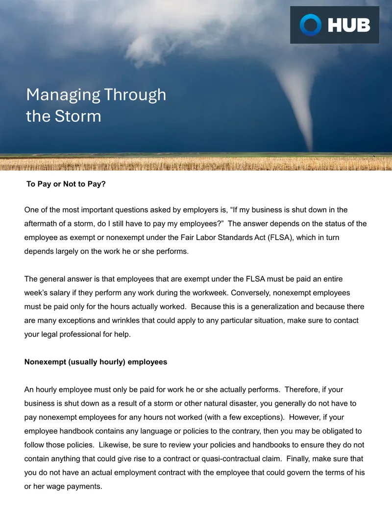 Employee Compensation Considerations After Storms