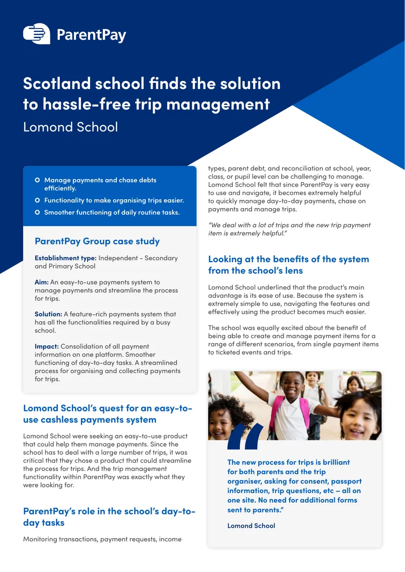 Lomond School ParentPay Case Study
