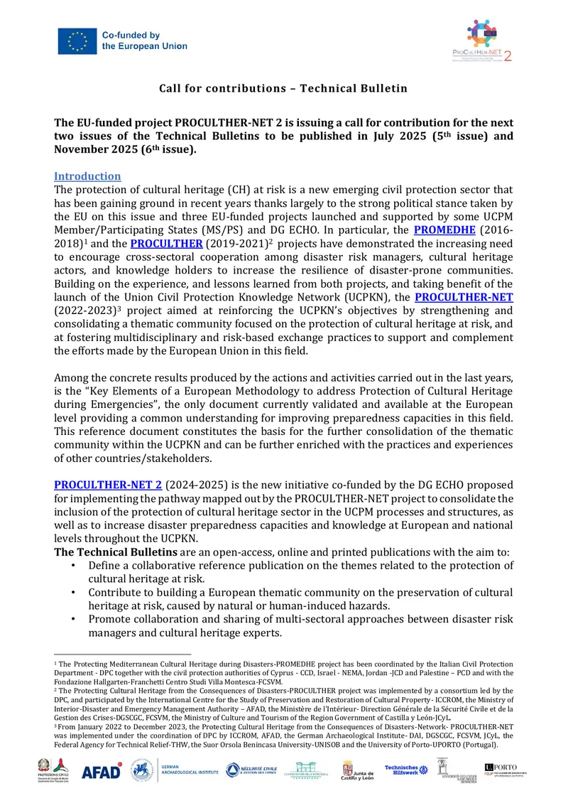 Call for Contributions for Technical Bulletins preview page 1