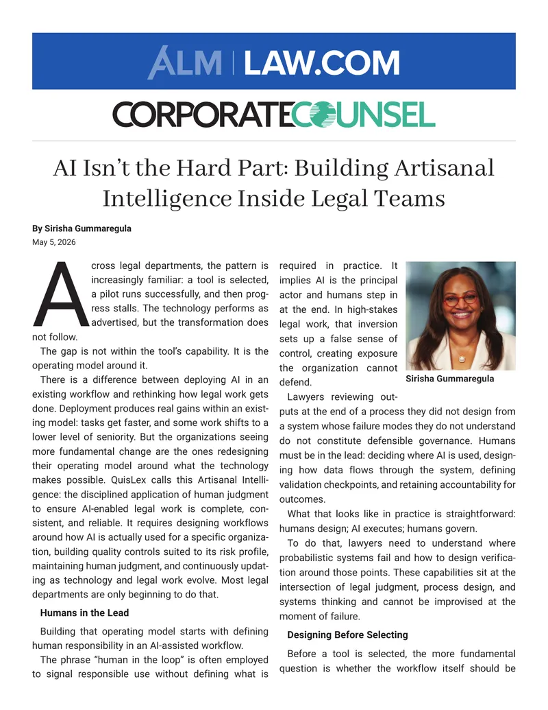 Building Artisanal Intelligence in Legal Teams