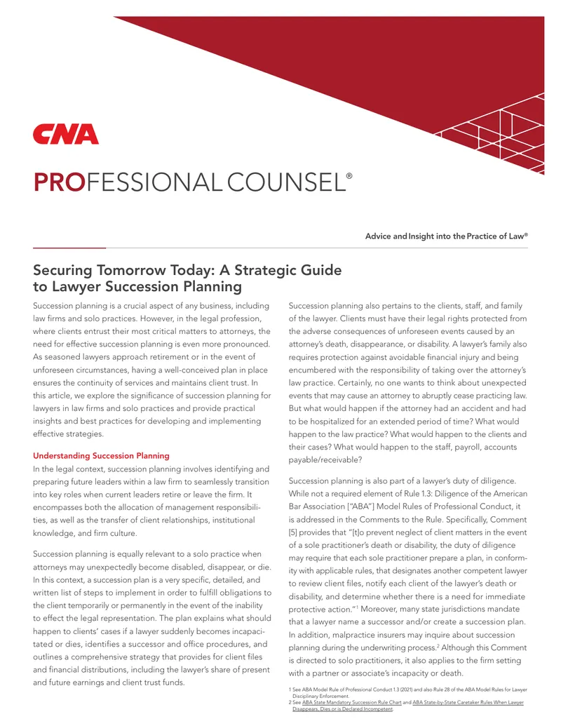 Strategic Guide to Lawyer Succession Planning