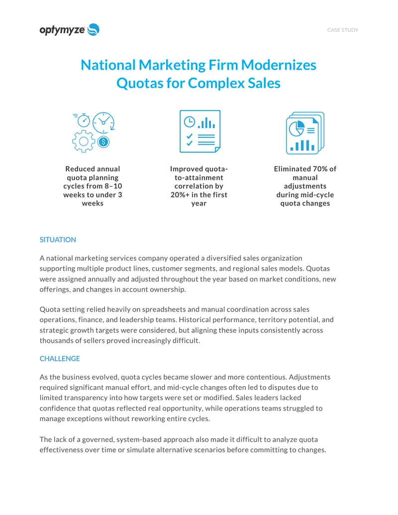 National Marketing Firm Quota Management Case Study