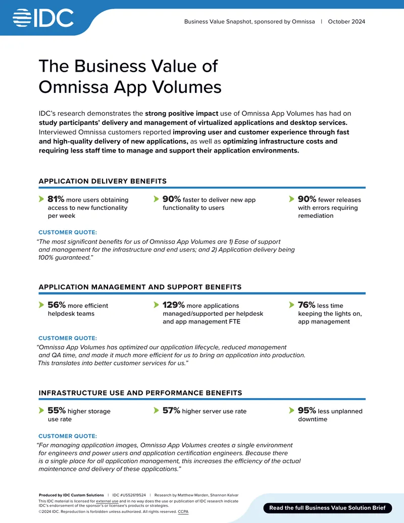 Business Value of Omnissa App Volumes