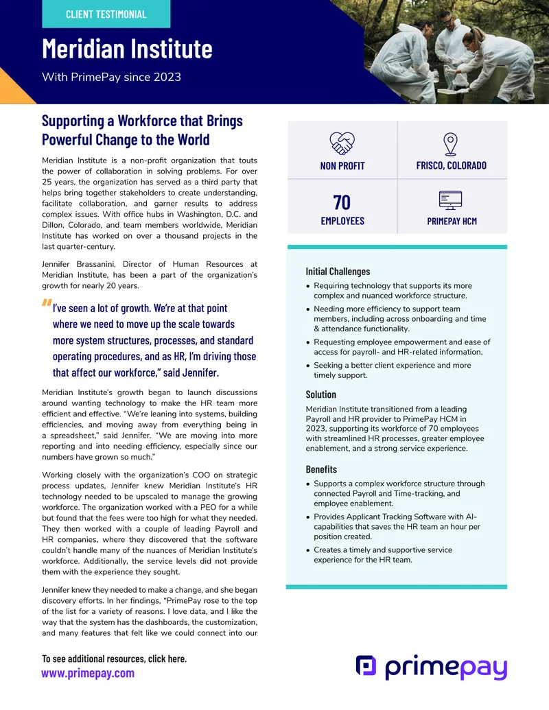 Meridian Institute HR Technology Transition Case Study